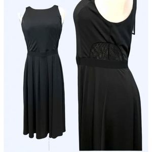 ASHLEY GRAHAM BEYOND sleeveless black midi dress with side mesh